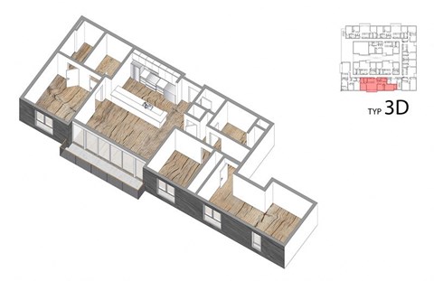Floor plan for 3 beds, 2 baths, 1258 sqft